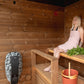 Sauna extérieur Nordic Dawn en service, intérieur spacieux.