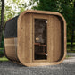 Saunamo Cube 220 : sauna moderne en bois avec porte en verre.