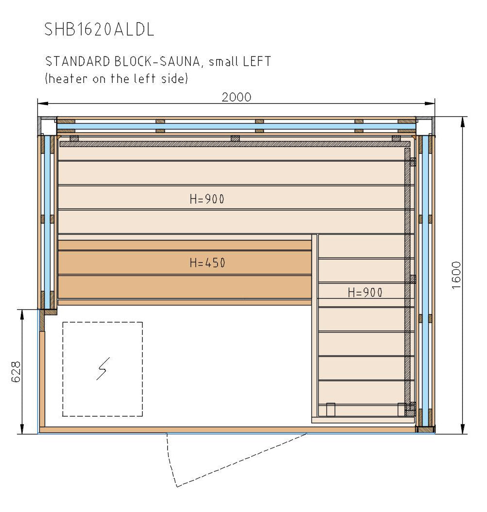 Plan du bloc sauna Harvia.