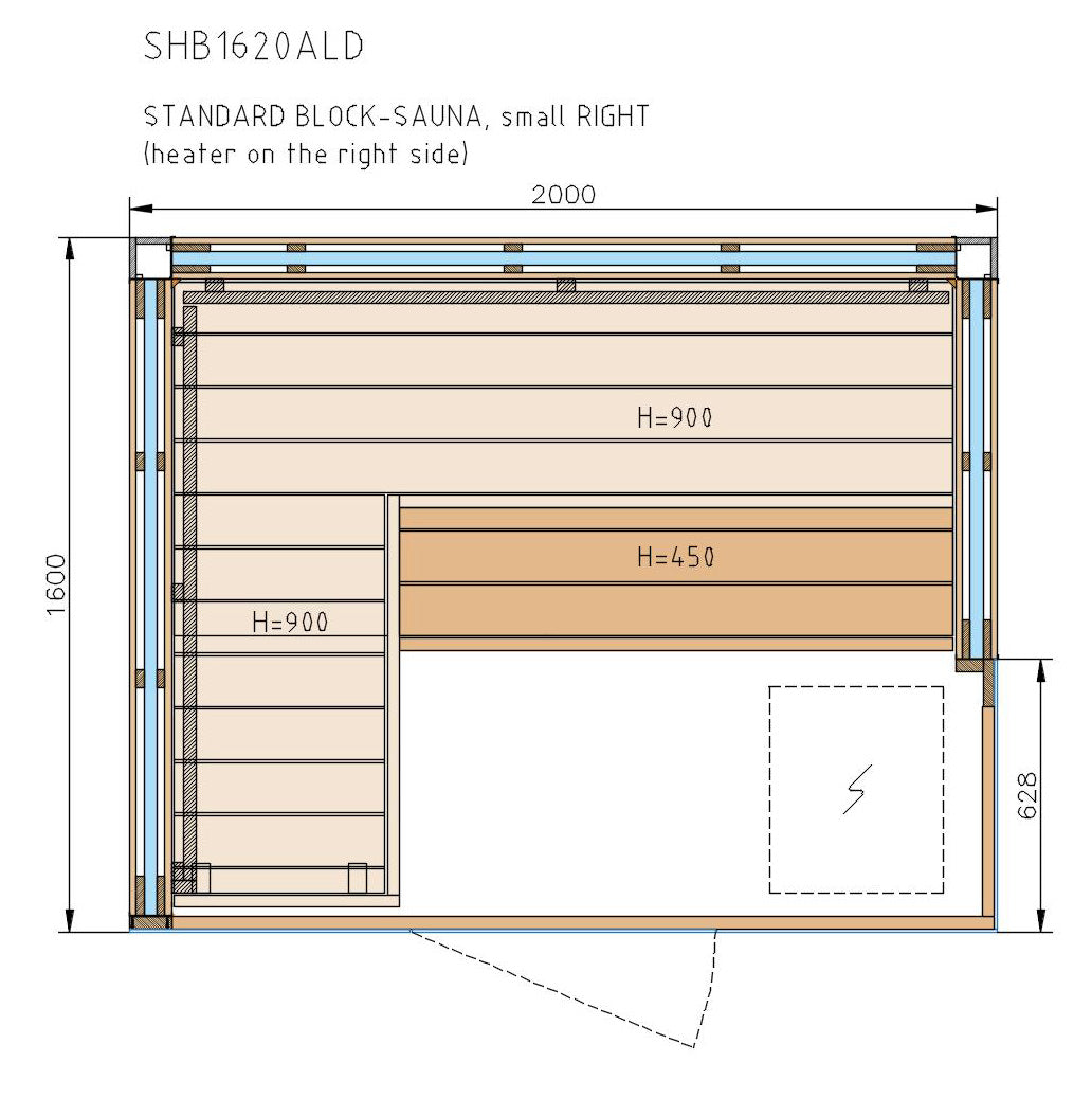 Conception de la cabine Harvia Sauna Block.