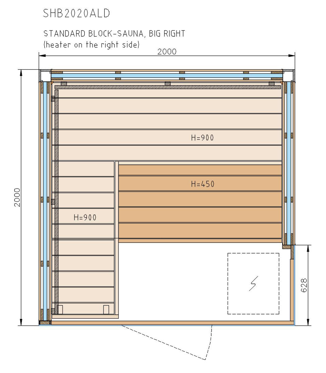 Conception de la cabine de sauna Harvia Block