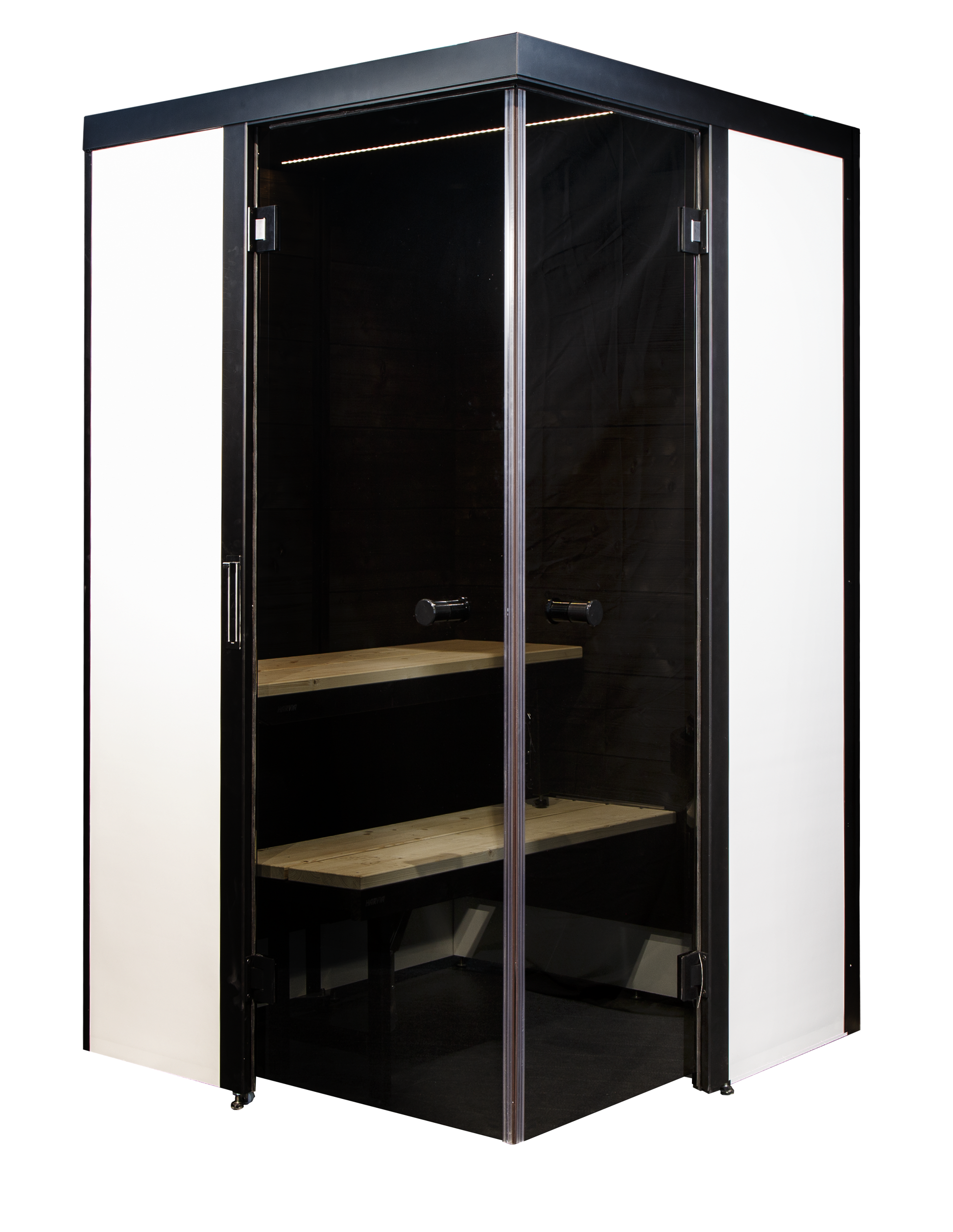 Sauna compact Smart Fold avec portes en verre.