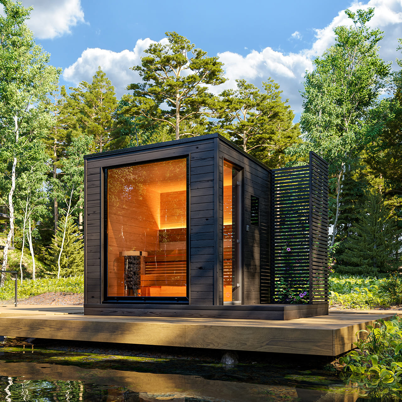 Sauna électrique KUUT - Premium M dans un environnement naturel.