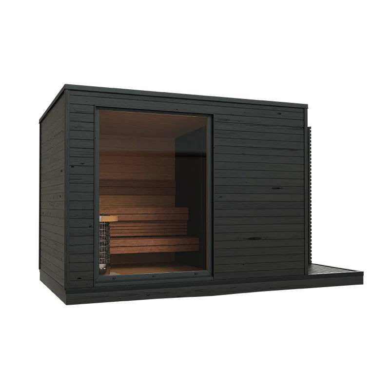 Sauna électrique d'extérieur KUUT L au design moderne et robuste.