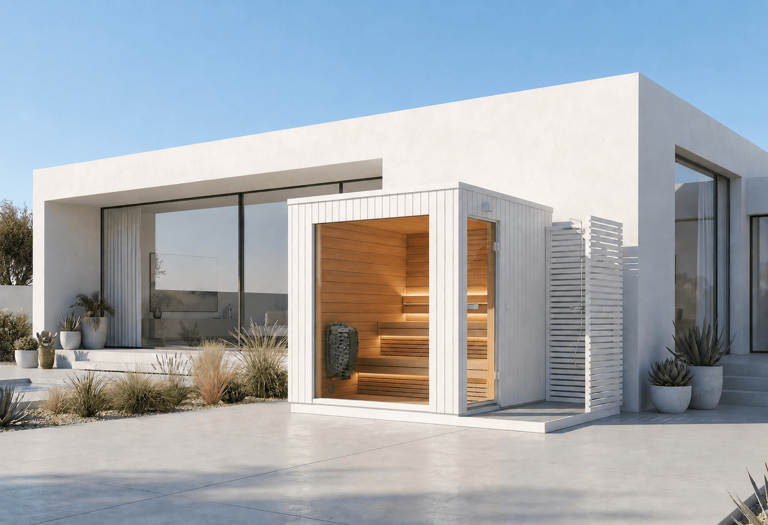 Sauna extérieur Lumia avec module de douche