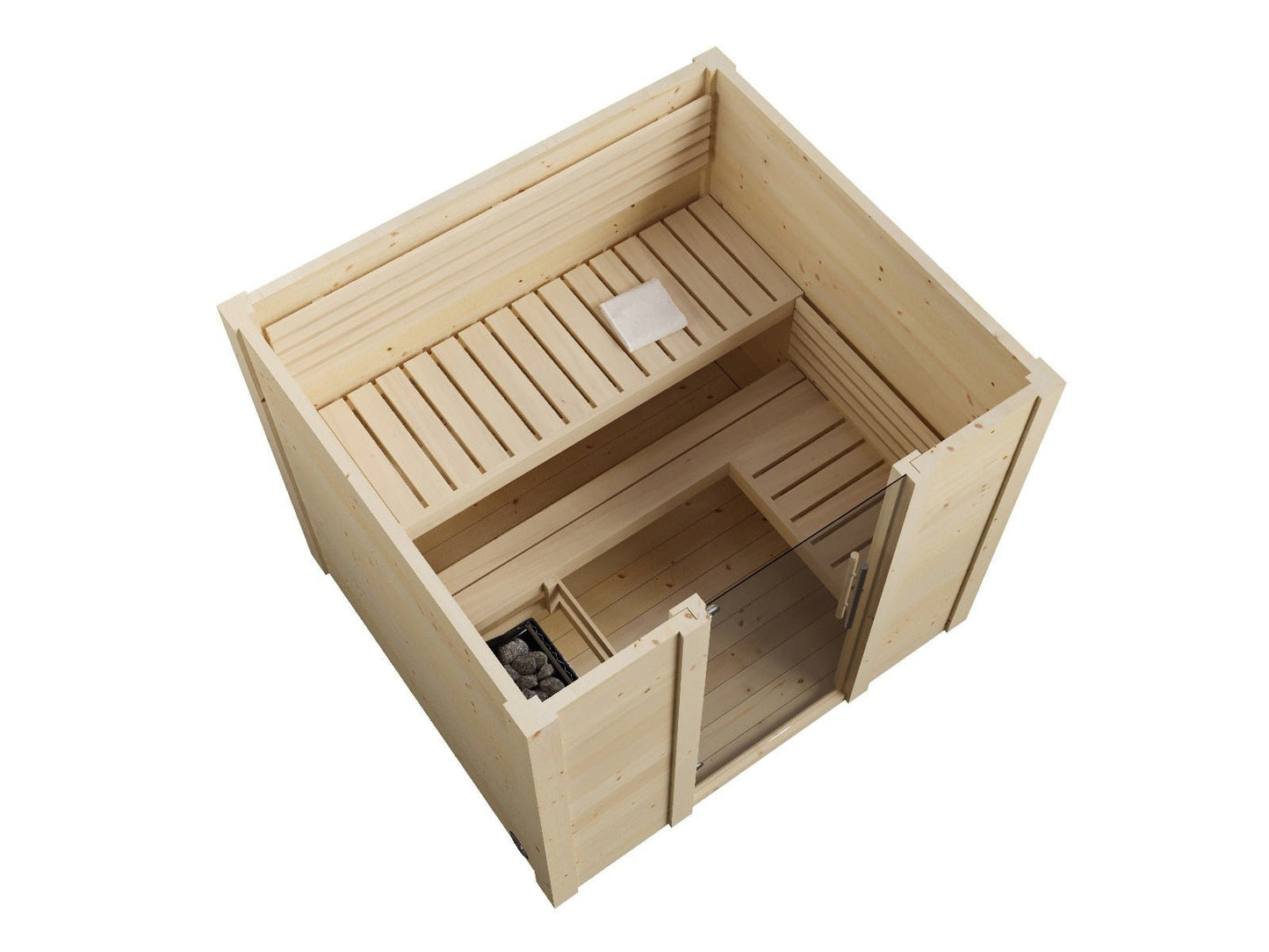 Saunamo Sauna Box avec portes en verre.