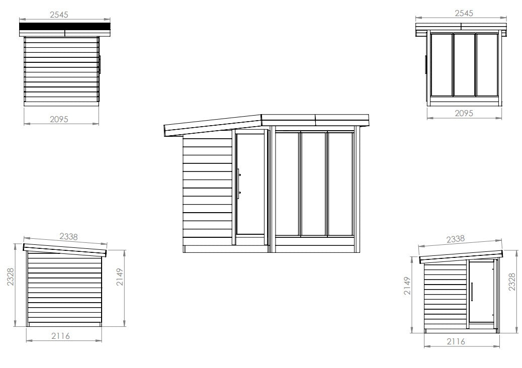 Saunamo Dessin technique du sauna extérieur Deluxe.