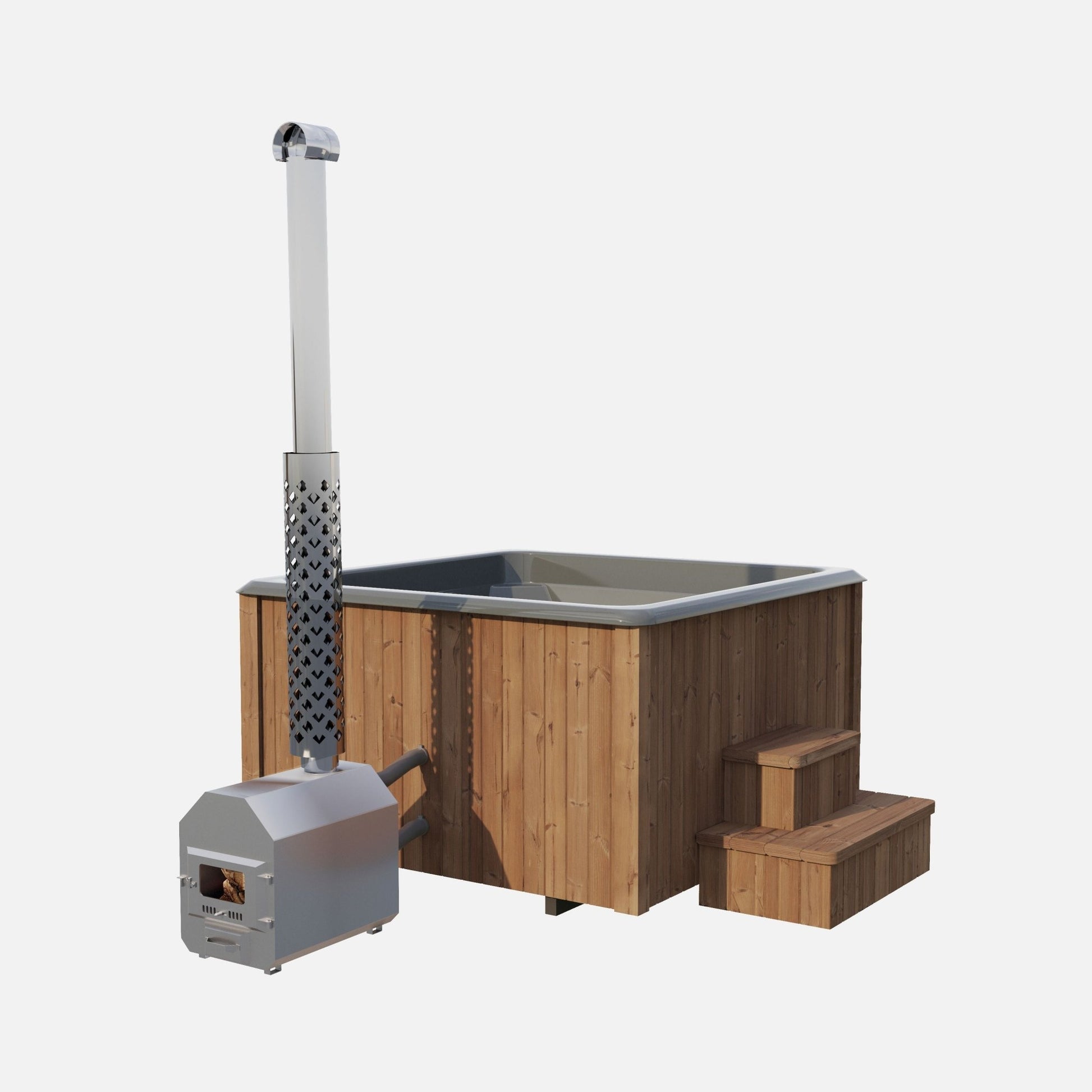 Saunamo Bain d'hydromassage extérieur Thermalux 190 avec chauffage au bois.